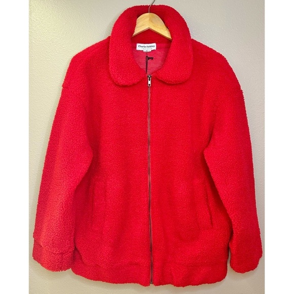 NWT Charlie Holiday Sommerset Teddy Sherpa Full Zip Jacket Red - Picture 3 of 10